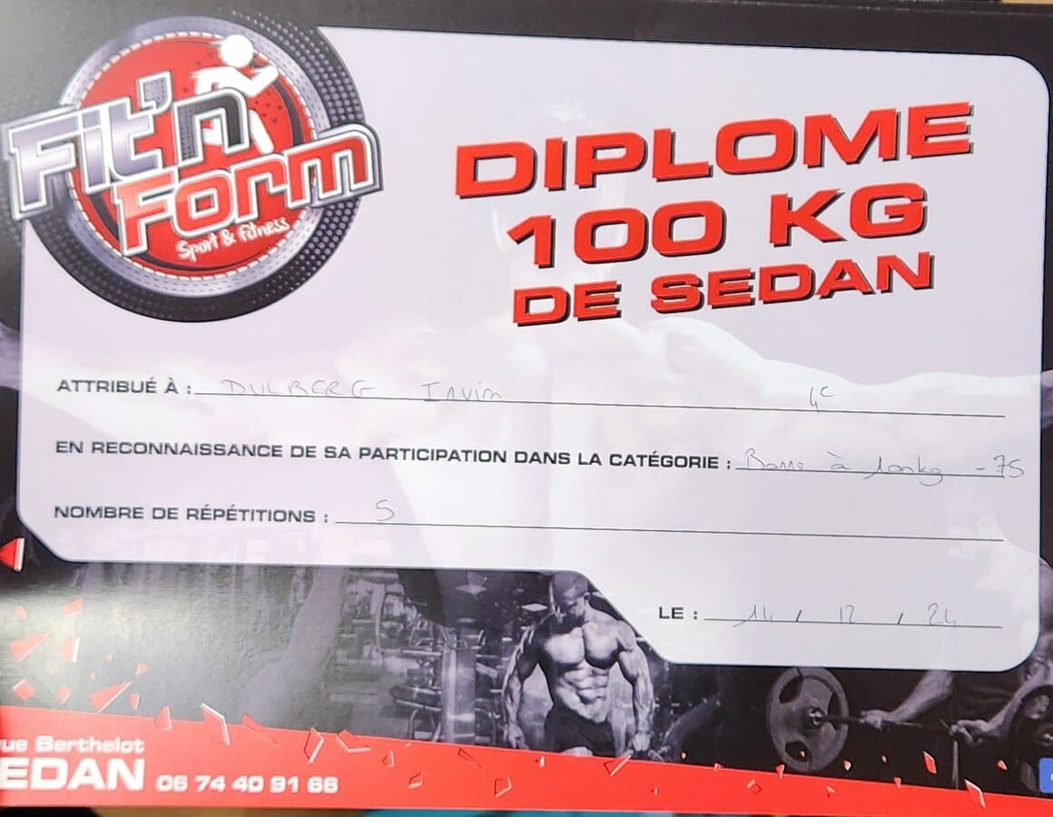 Fit'n'Form 100kg de Sedan โ Irvin Dulberg diploma